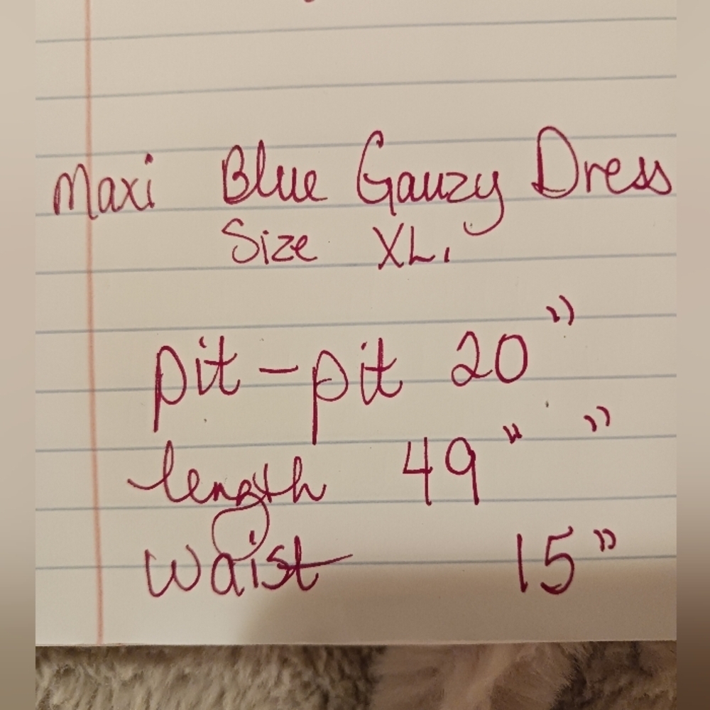 Smoke Blue Gauzy Maxi Dress Elastic Waist Dress - Picture 10 of 10